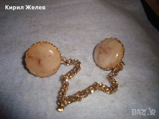 СТАРА ВИНТИДЖ СКЪПОЦЕННА БРОНЗОВА ПОЗЛАТЕНА с МАРКИРОВКИ ЗАКОПЧАКА КЛИПС за ШАЛ ЕЛЕК с ОПАЛ 20169, снимка 11 - Антикварни и старинни предмети - 35996934