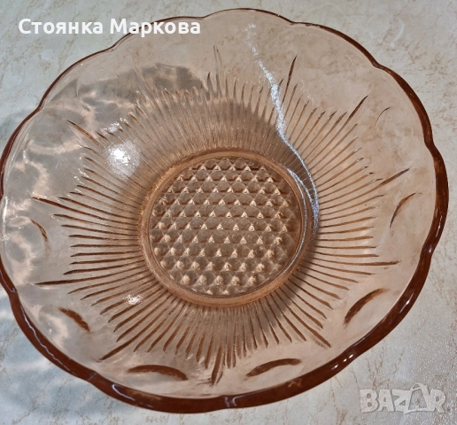Масивно розово стъкло-чиния,фруктиера,купа от 1960 г., снимка 9 - Форми - 51491688