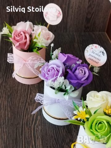 🌿НОВИ🌿 свежи бюджетни предложения със три броя сапунени цветя за любимата учителка☘️🌷🌼💐, снимка 8 - Подаръци за жени - 41998664