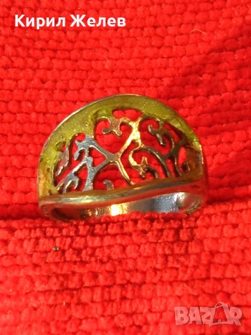 СТАР АЖУРЕН СРЕБЪРЕН АРТ ПРЪСТЕН СРЕБРО 925 с ПОЗЛАТА 34958, снимка 11 - Пръстени - 41336836