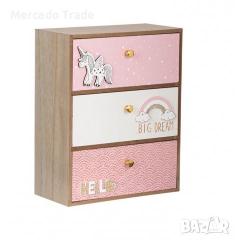 Декоративна кутия Mercado Trade, 3 чекмеджета, Дърво, Дъга, снимка 3 - Декорация за дома - 39952644