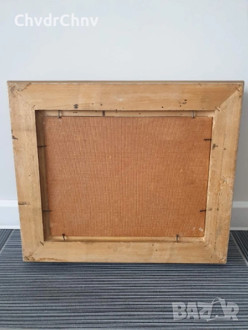 55х30см наивизъм/абстрактна стара картина масло върху фазер/момиче/дървена рамка, снимка 8 - Картини - 51432461