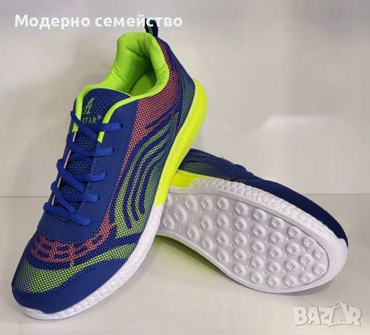 Лек и удобен мъжки модел маратонки модел: 094127 Royal/green, снимка 4 - Маратонки - 40612243