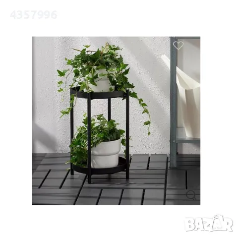 Декоративен цветарник, Метал, 2 нива, Черен 