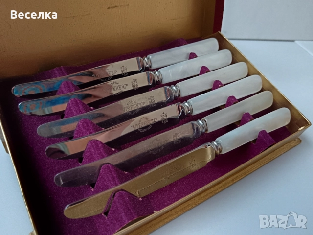 Sheffield, ножчета за плодове, седефени дръжки, оригинала кутия , снимка 2 - Прибори за хранене, готвене и сервиране - 52425173