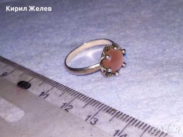 СРЕБЪРЕН АР ДЕКО СТИЛ СКЪПОЦЕНЕН ПРЪСТЕН СРЕБРО 925 с ШЛИФОВАН КАМЪК РОЗОВО КОТЕШКО ОКО 21661, снимка 15 - Пръстени - 41637842