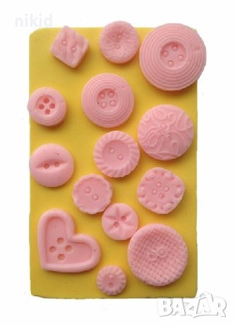 2 вид Копчета копче с релеф силиконов молд форма за украса декор торта фондан и шоколад и др., снимка 2 - Форми - 22010657