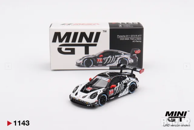 Mini GT Porsche 911 GT3 R #77 AO Racing 2025 IMSA Petit Le Mans MGT01143