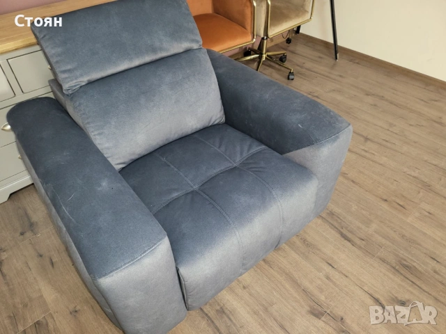 Сив фотьойл от плат Marvella, снимка 10 - Дивани и мека мебел - 53802302