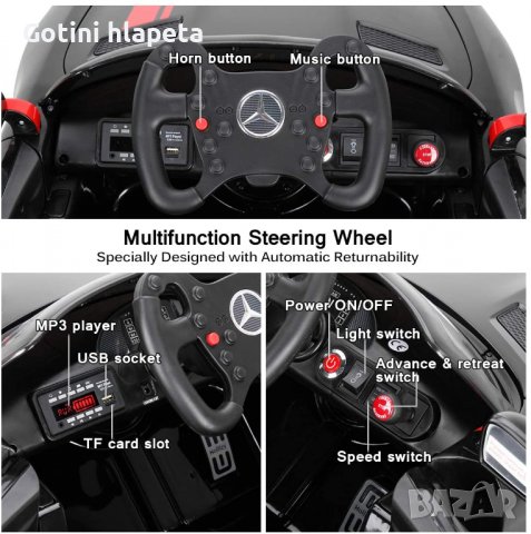 Акумулаторена кола Mercedes Benz GT4 AMG 12V , снимка 15 - Детски велосипеди, триколки и коли - 38691437