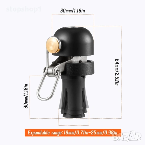 Звънец за кормило на велосипед - 80dB силен звънец от алуминиева сплав с тапа за шосейни и планински, снимка 4 - Части за велосипеди - 53862431