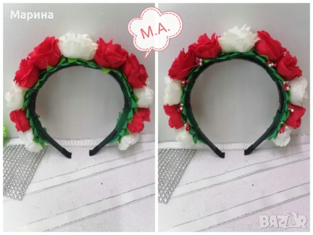 Красива диадема в червено и бяло, снимка 12 - Аксесоари за коса - 49975984