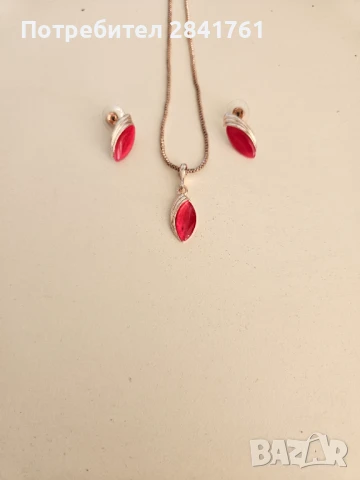 Комплект колие и обеци, снимка 2 - Бижутерийни комплекти - 50867455