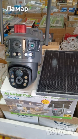 Тройна соларна безжична въртяща камера WIFI 12MP
