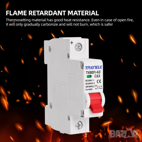 Taxnele DC 500V Мини прекъсвач 1P / Защита от претоварване, снимка 6 - Друга електроника - 52237784