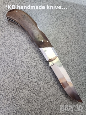 Сгъваем нож ръчно изработен + ПОДАРЪК кания