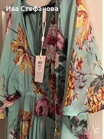 Нова етикета дълга елегантна разкошна ефирна рокля флорален принт цветя , снимка 5 - Рокли - 49855208
