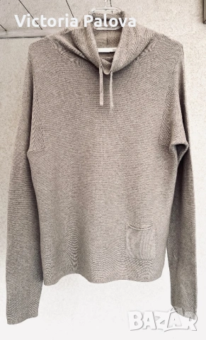 Луксозен бежов пуловер OUI 100% organic памук, снимка 2 - Блузи с дълъг ръкав и пуловери - 53157181