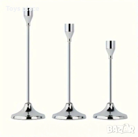 Комплект 3 броя метални свещници Нови