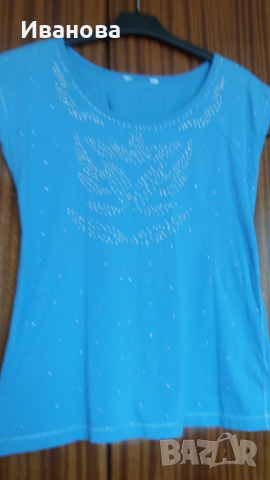 Красива синя блузка, снимка 5 - Тениски - 44923884