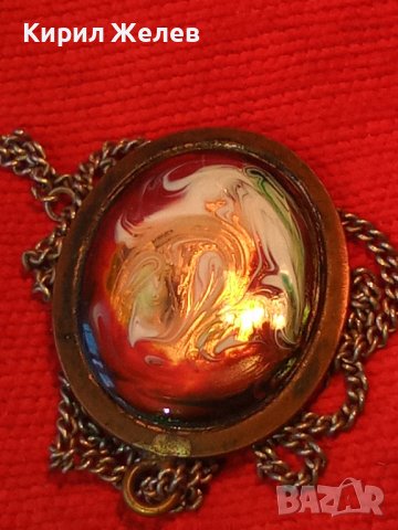 СТАРИНЕН МЕДЕН МЕДАЛЬОН УНИКАТ с ВЕНЕЦИАНСКО СТЪКЛО МУРАНО и ДЕБЕЛО ПОСРЕБРЕНА МЕДНА ВЕРИЖКА 36467, снимка 18 - Антикварни и старинни предмети - 39942128