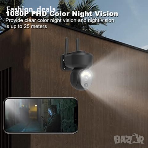 Нова камера за видеонаблюдение с акумулаторна батерия Панорама 355°, снимка 7 - HD камери - 41766169