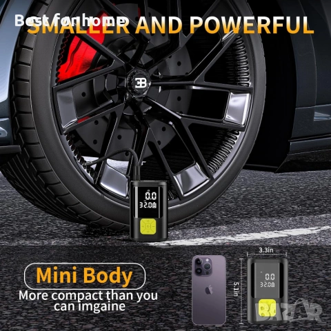 Преносима електронна въздушна помпа 6000 mAh, електрическа велосипедна помпа 150 PSI, батерия, снимка 2 - Други инструменти - 53382735