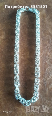 174/Сребърен Синджир Кралска плетка-112грама., снимка 5 - Колиета, медальони, синджири - 53050230