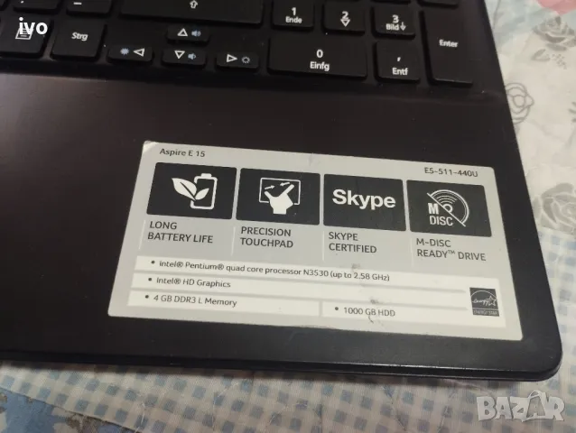 4 ядрен лаптоп Acer Aspire E-15, снимка 4 - Лаптопи за дома - 48628043