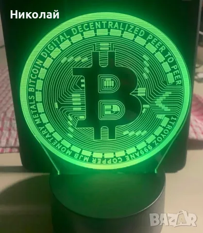 Лед лампа Биткойн в 16 разцветки, снимка 2 - Соларни лампи - 48665439