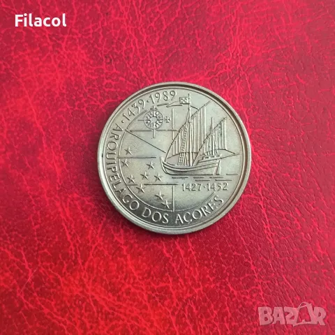 Португалия 100 ескудо 1989 Азорски острови, снимка 2 - Нумизматика и бонистика - 50335404