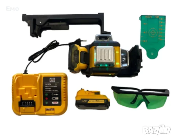 Лазерен 3D -  360 градуса нивелир с 2 батерии 12V 3 AH, 3 лъча, снимка 2 - Други машини и части - 47780003