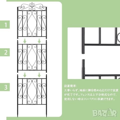 Декоративна ограда, комплект от 2 броя HW-ZZ122, снимка 2 - Градински мебели, декорация  - 42107640