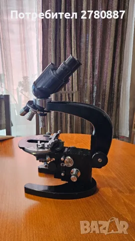 Ретро немски Бинокулярен микроскоп Carl Zeiss Jena 374263, работещ, с окуляри и обективи