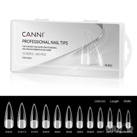 240 броя Canni остри Изкуствени нокти стилето, снимка 2 - Продукти за маникюр - 42501412