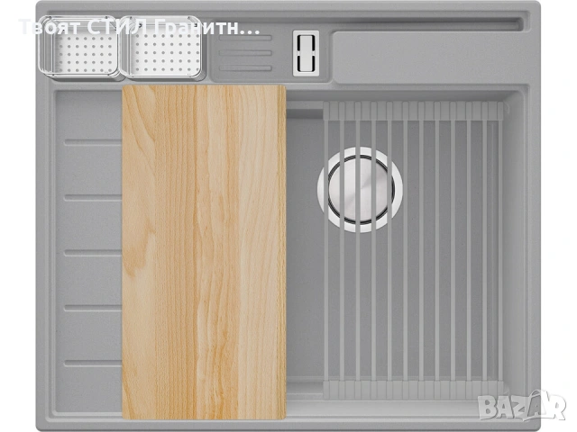 Сив гранитна кухненска мивка Сидни 620-45 Pocket Ergo Multilevel