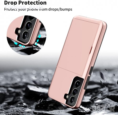  Нов Удароустойчив калъф за телефон с джоб за карти Samsung S22+ Самсунг, снимка 5 - Калъфи, кейсове - 36027776