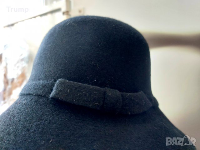 -20% Елегантна флиц вълнена шапка, цвят черен, снимка 4 - Шапки - 39717789