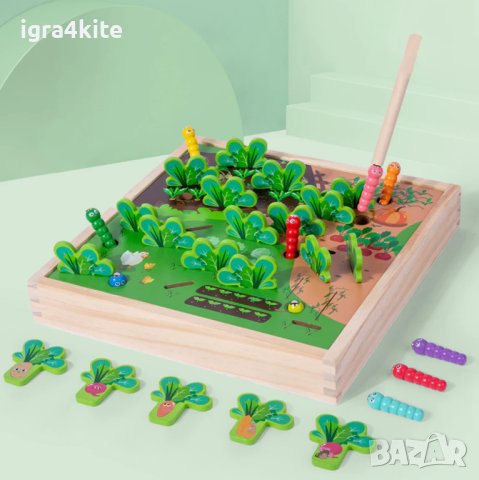 Дървена играчка Градински зеленчуци - Игра за улавяне на буболечки, снимка 3 - Образователни игри - 41646299