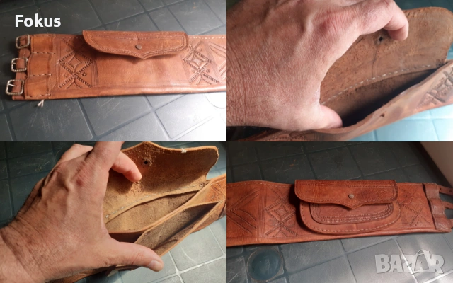 Уникален широк хайдушки кожен колан с паласки - силях, снимка 7 - Антикварни и старинни предмети - 53323775