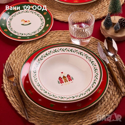 Красив коледен порцеланов сервиз за хранене, снимка 10 - Сервизи - 52686662