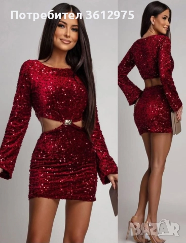 Дамска рокля с пайети, снимка 2 - Рокли - 52877437