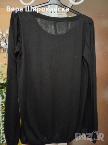 Черна блузка фино трико. Размер М. , снимка 2 - Блузи с дълъг ръкав и пуловери - 40521693