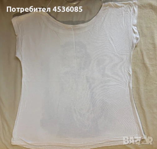 Бершка-Дамска блуза къс ръкав бяла размер М, снимка 2 - Тениски - 51171604
