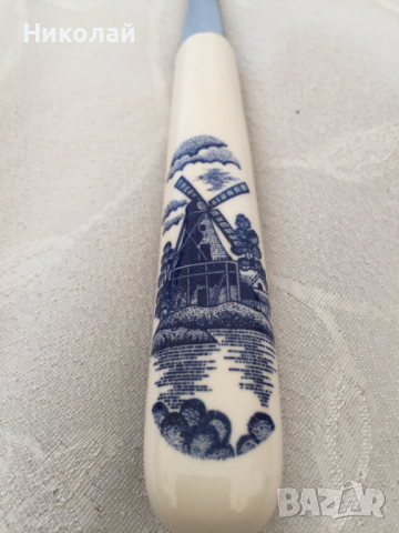 Нож / слайсер/ шпатула за сирене с керамична дръжка Elesva Delft blue, неръждаема стомана, нов, снимка 4 - Прибори за хранене, готвене и сервиране - 36166690