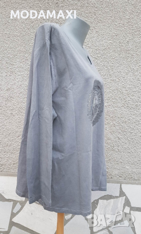 4XL Сива  блуза с дантела, снимка 5 - Блузи с дълъг ръкав и пуловери - 36174035