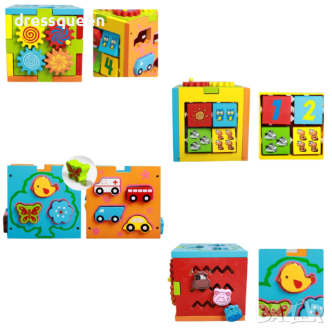 3974 Детско дървено образователно кубче – сортер, снимка 7 - Образователни игри - 44611966