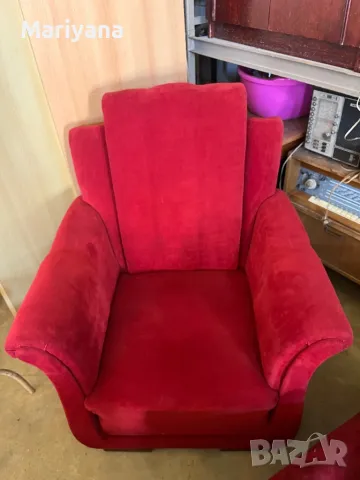Червен фотьойл с текстилна тапицерия, снимка 2 - Дивани и мека мебел - 50066440