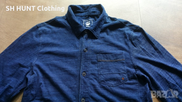 G-STAR VAN JONES INDIGO SHIRT Размер M - L мъжка еластична риза 12-60, снимка 2 - Ризи - 52795013