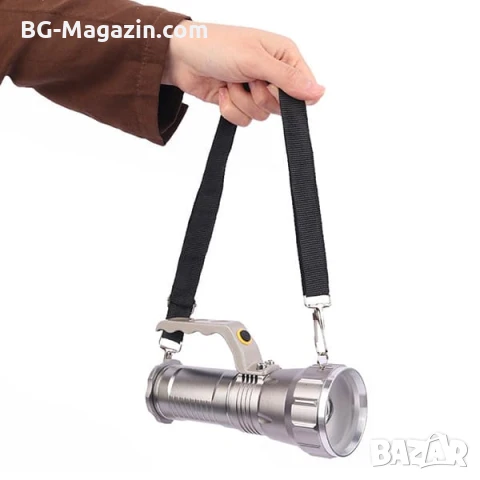 Професионален мощен акумулаторен ръчен прожектор LED фенер 3 батерии 18650 за лов риболов къмпинг, снимка 7 - Къмпинг осветление - 51027579